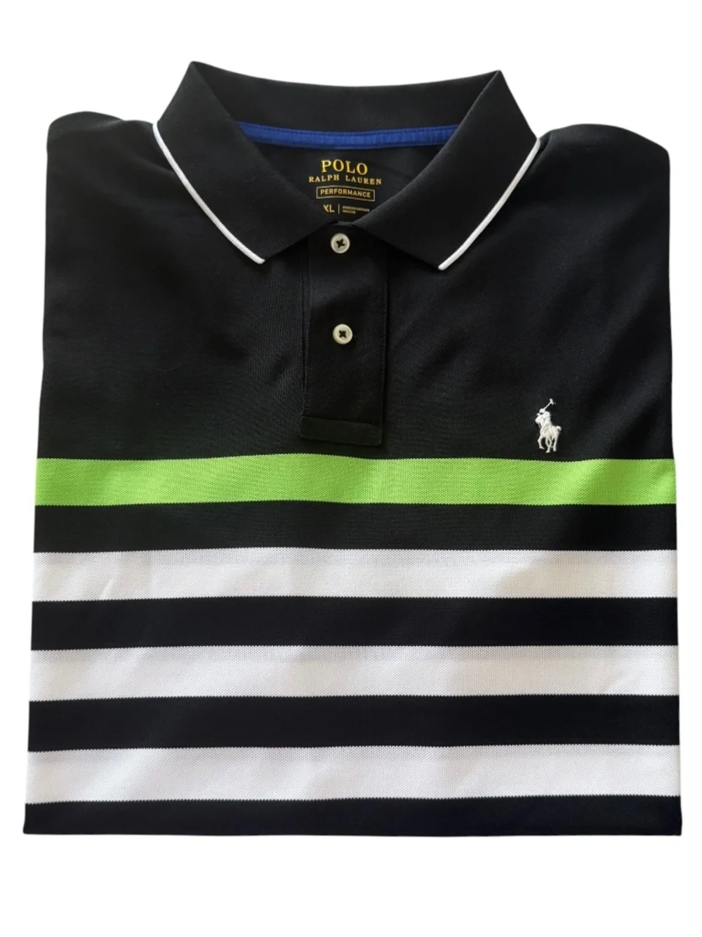 Polo Ralph Lauren Performance White & Black Stripe Polo Shirt XL Mens